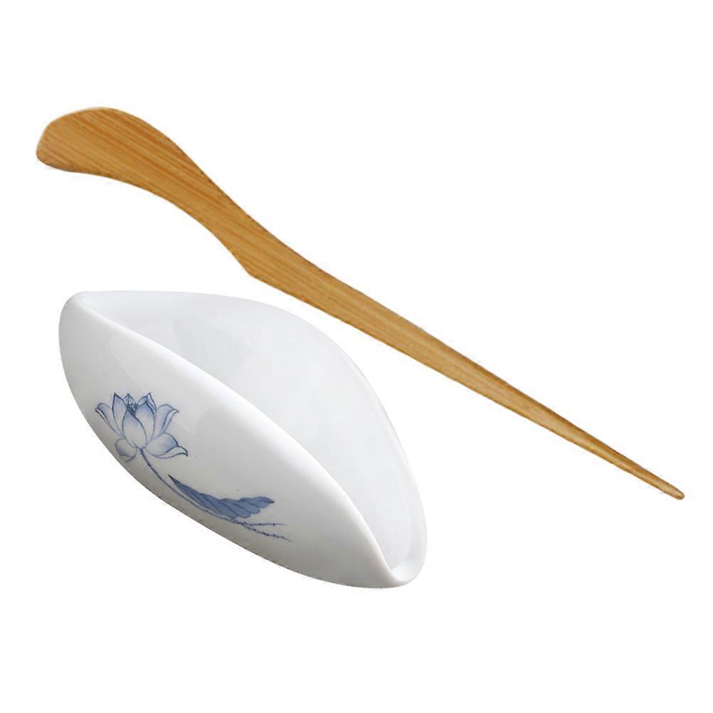 Ceramic Tea Vessel Coffee Bean Holder with Tea Leaf Tray and Spoon