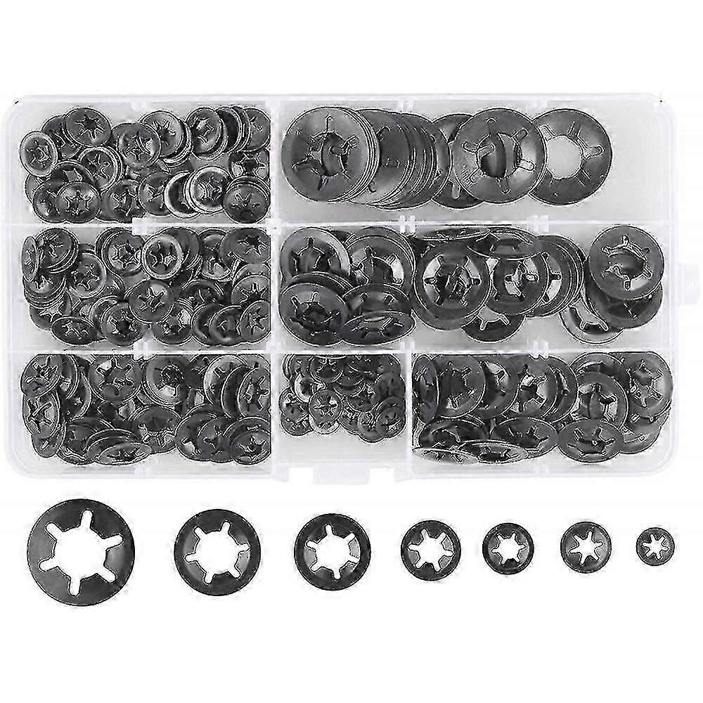 280 Pcs Lock Washers Lock Washers, Steel Lock Washers Quick Lock Washers M3 M4 M5 M6 M8 M10 M12, 7 Sizes, Black