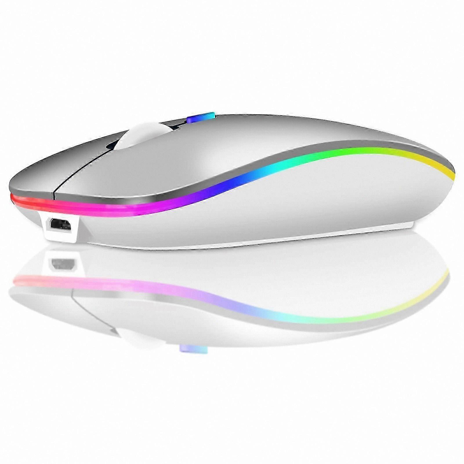 Dual Mode LED Wireless Mouse for Laptop (Silver)