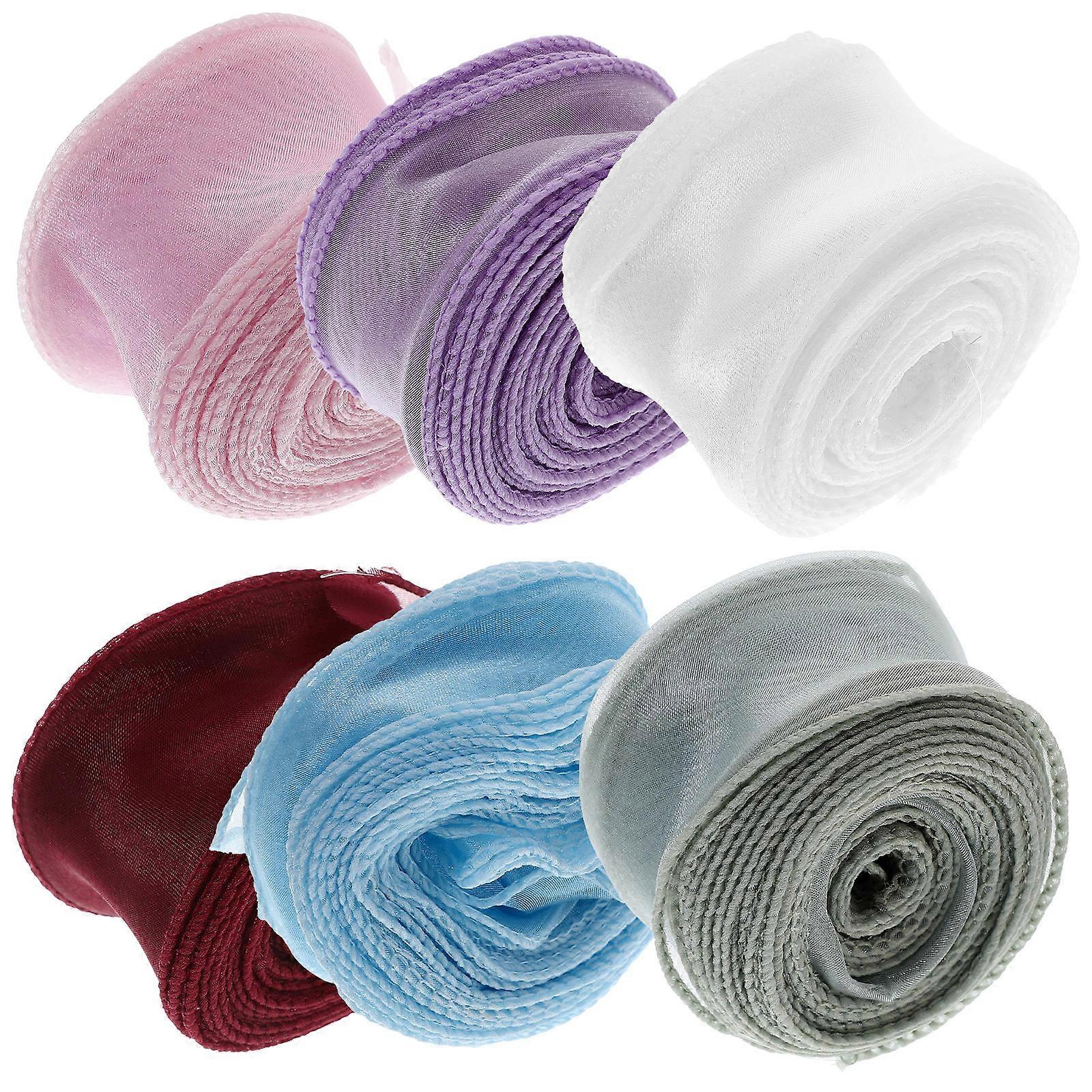 Ribbon For Wreath Making Craft Ribbon Wedding Wreath Decoration White Polyester Diy 6 Rolls