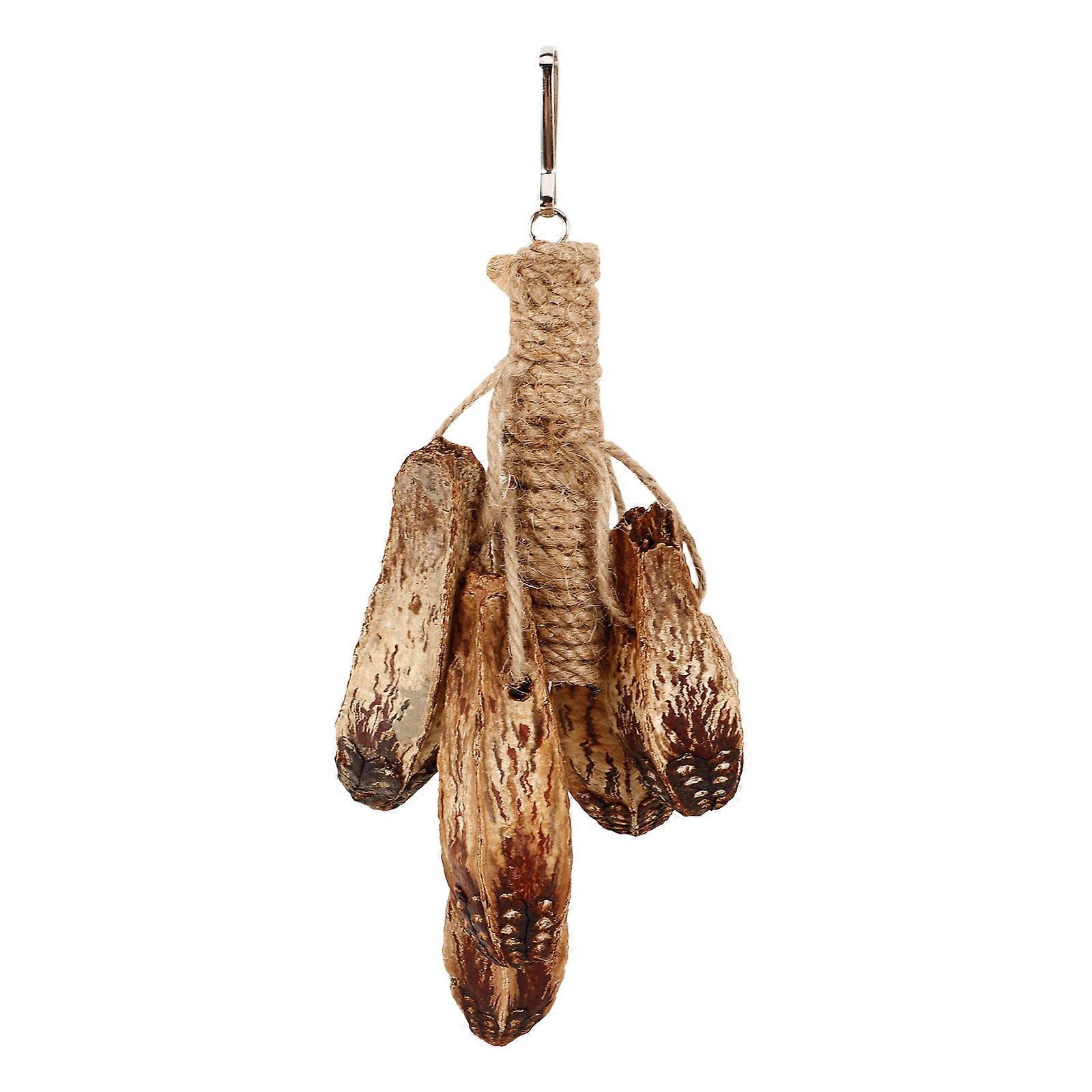 Durable Wooden Bird Chew Toy with Hemp Rope for Parrots Encouraging Natural Foraging Behavior 7 inch