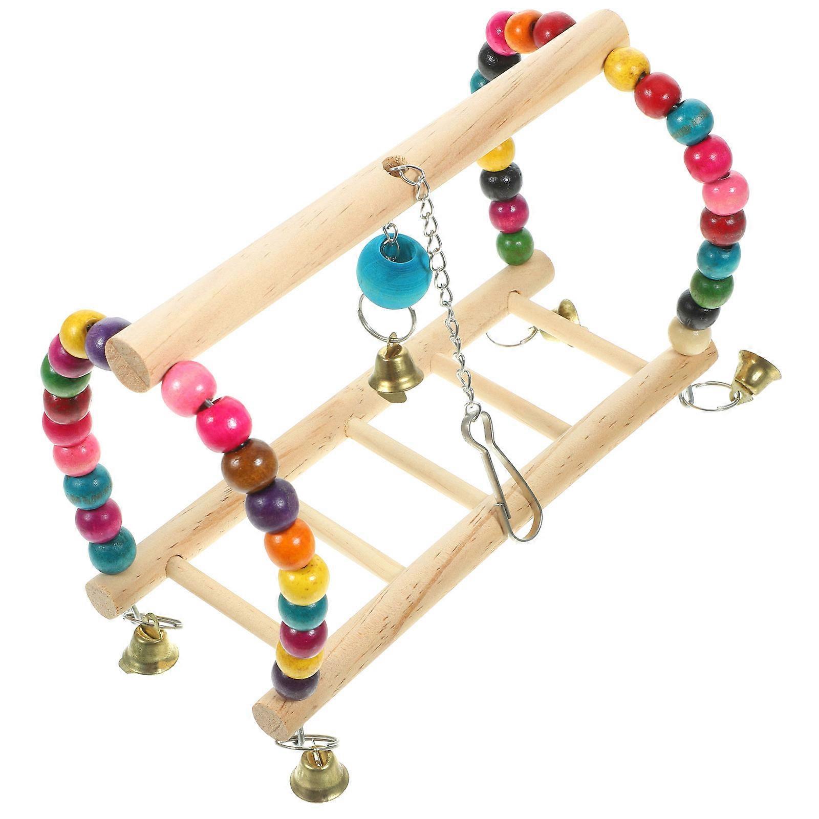 Wooden Bird Swing Toy for Parrot Decoration Encouraging Exercises 6.5 x 3.2 Inches