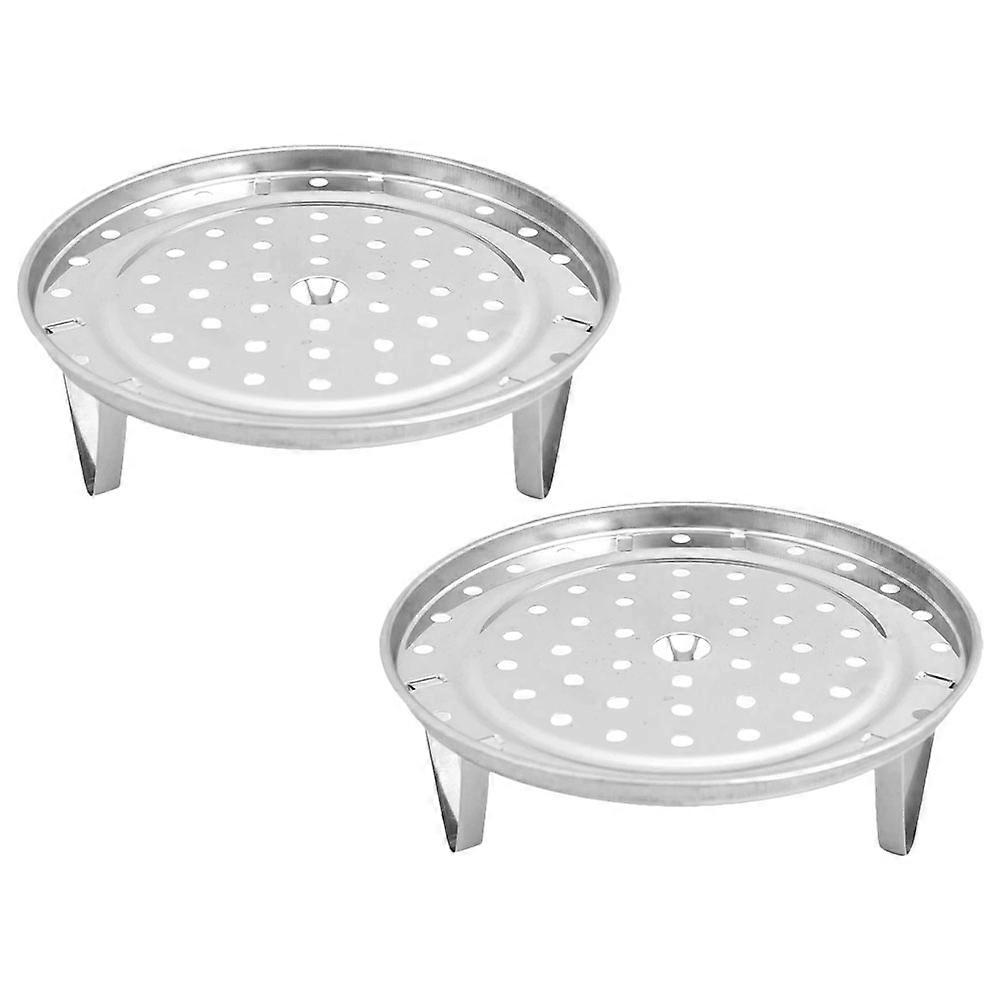 Stainless Steel Steaming Rack Kitchen Use 18x18cm Heat Insulation Silver Food Steaming 2Pcs