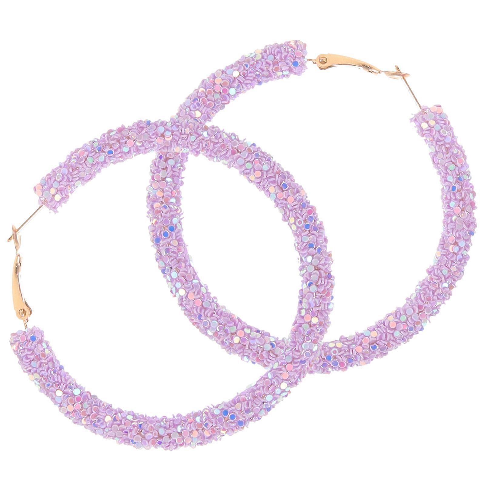 Fashion Ear Ringswomen Large Circle Earrings Ideal For Parties 5.6X5.5CM Violet Big Pair