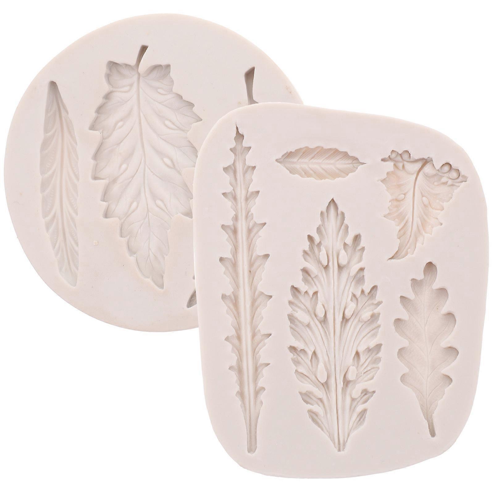 Leaf Chocolate Candy Molds Silicone 2pcs for Home Use White Creative Design Efficient Practical
