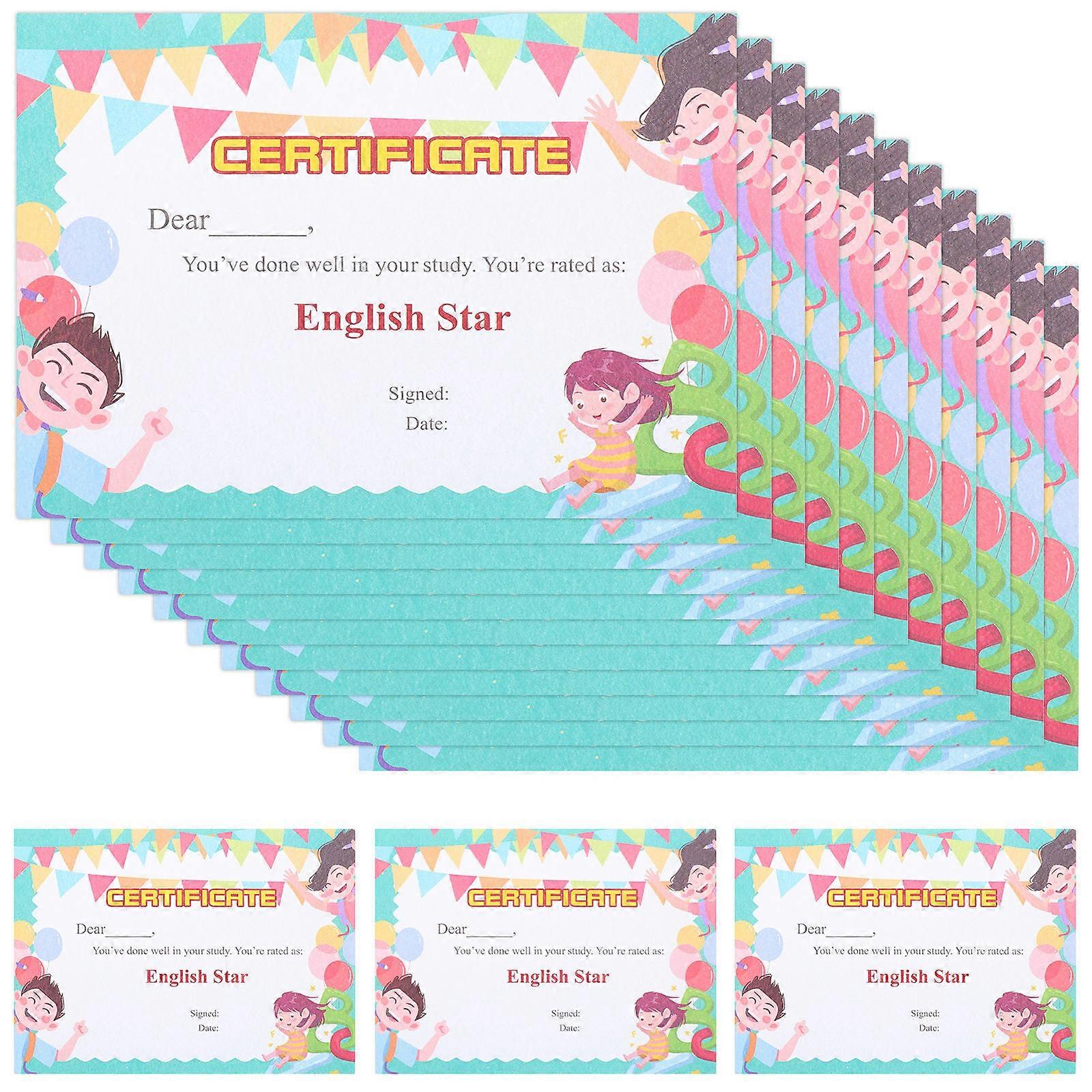 50pcs Thick Cartoon Award Certificates for School Events – English Star Recognition Certificates for Boys – Celebration Completion Awards