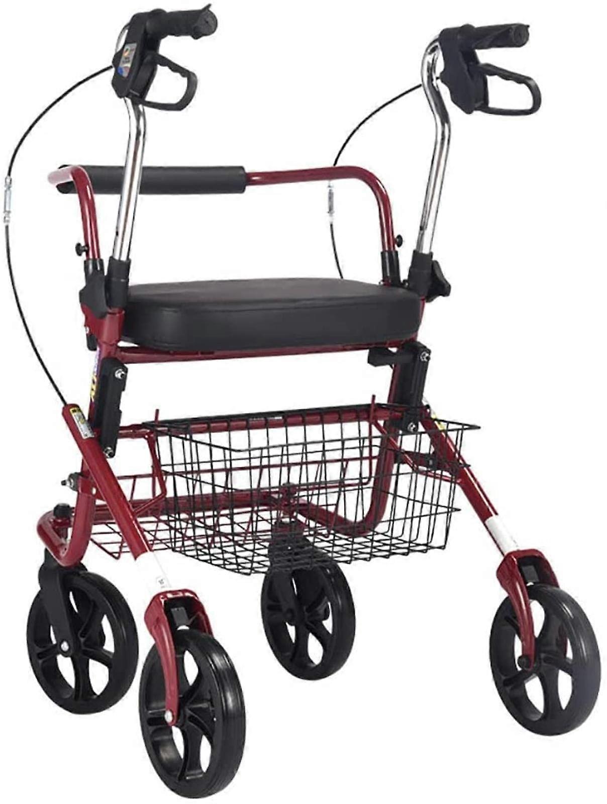 Shopping Cart for Elderly People, Foldable Roller Walker, Non-Slip Walking Frame with Crutches, Senior Mobility Aid