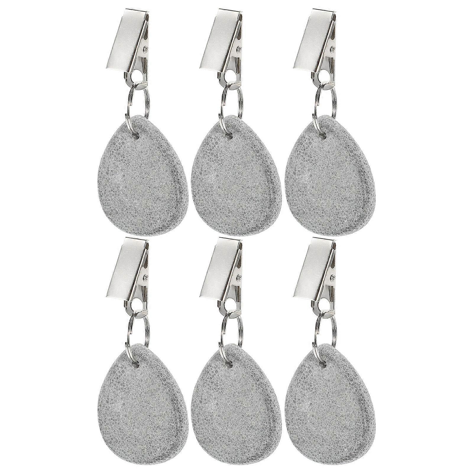 6Pcs Simple Tablecloth Weights For Outdoor Use With Grey Stone And Iron Clips Designed To Prevent Tablecloth From Blowing In The Wind