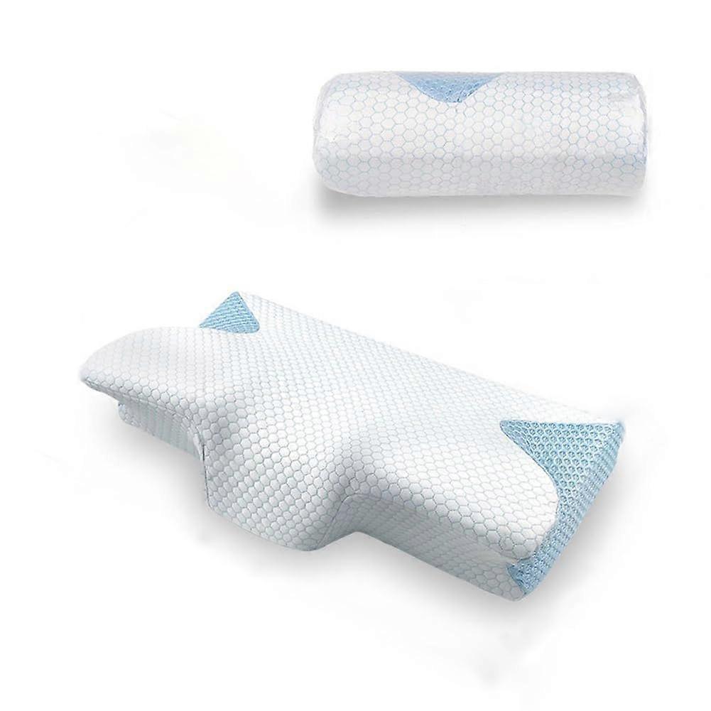 Orthopaedic Memory Foam Pillow, Butterfly Shape, Neck Support, for Back and Side Sleepers Blue