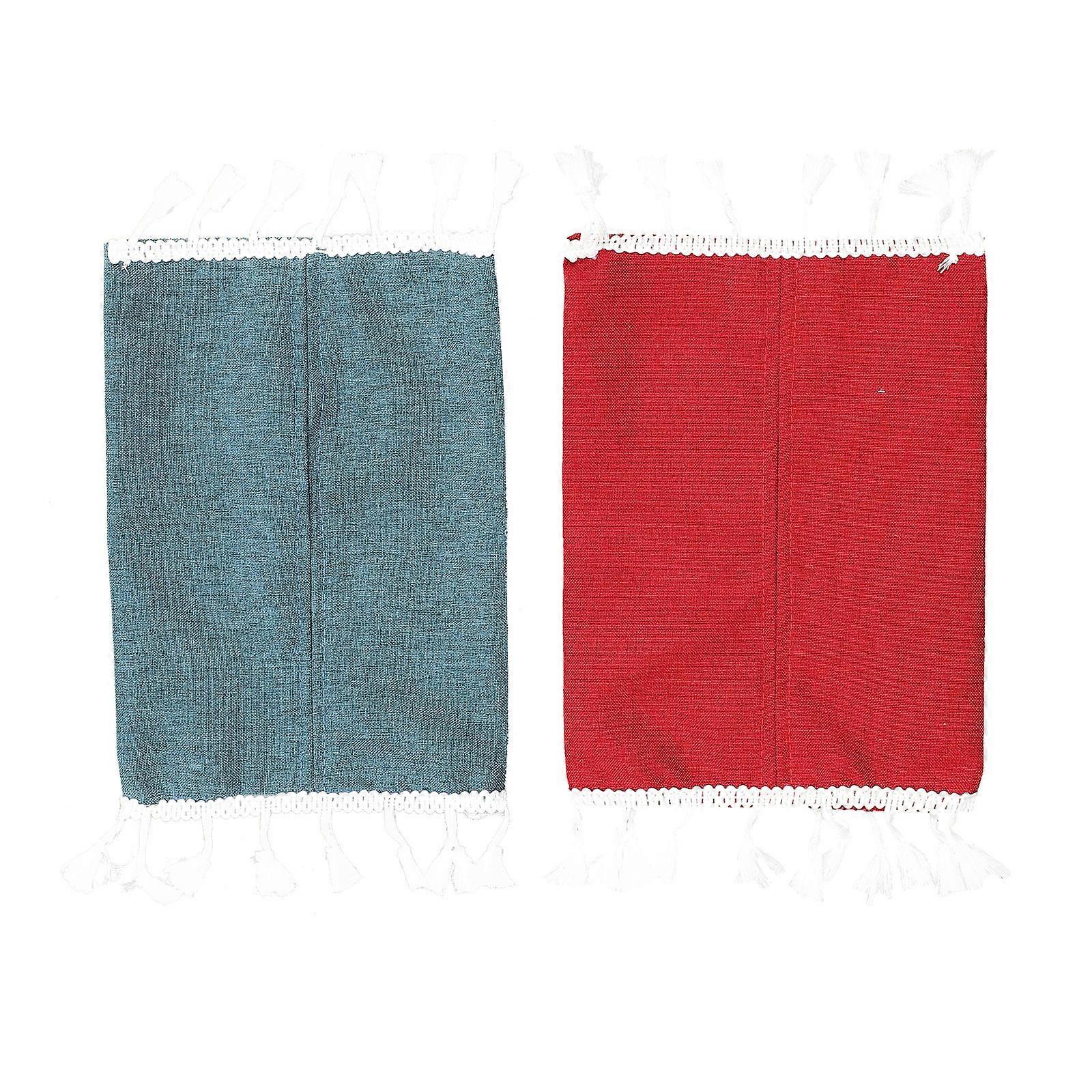 Cotton and Linen Tissue Box Cover for Home Office or Car with Assorted Colors and Material 2Pcs