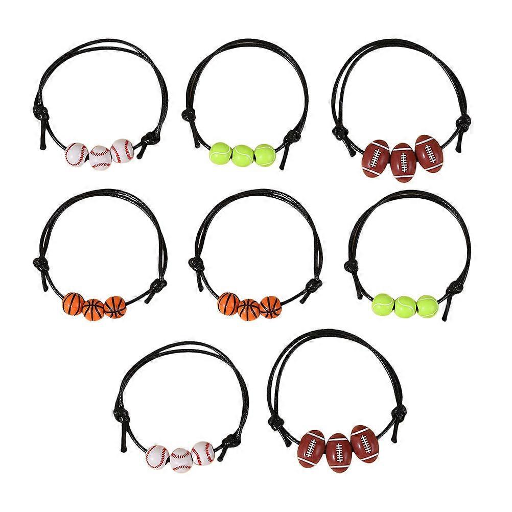 8Pcs Sports Theme Charm Bracelets Designed For Mens And Casual Outfit Featuring Adjustable Style Ideal For Sports Fans