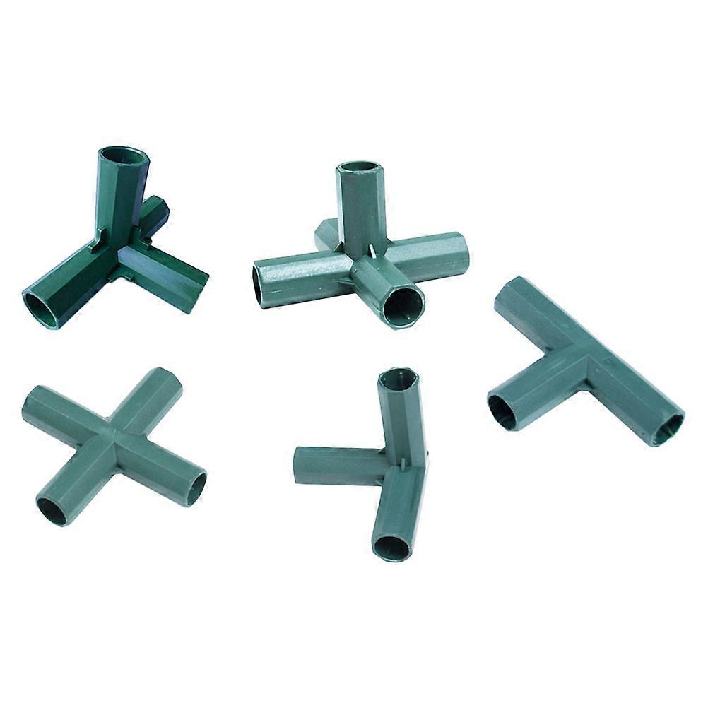 Green 5Pcs Gardening Pillar Joints Straight Tee Connector 10.2x10.2cm Ideal for Planting Projects