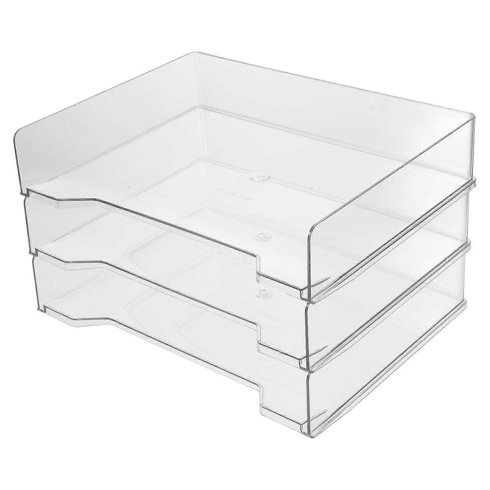 3Pcs Plastic Storage Container For Desk Organization Ideal For Office Supplies And Document Holding In A Rectangular Shape For Convenience