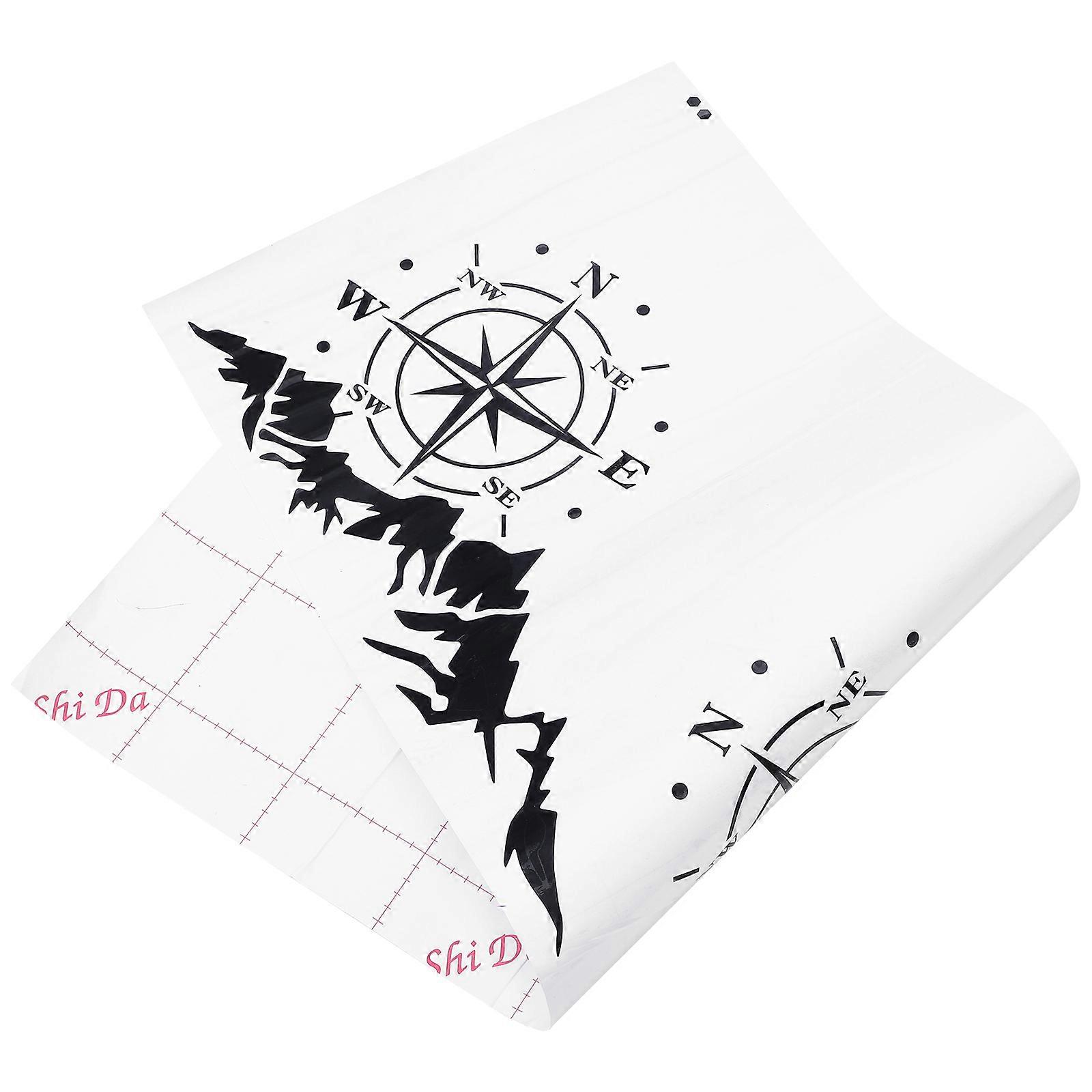 Chic Design Automotive Decals Featuring Compass And Mountain For Interior Design 2Pcs