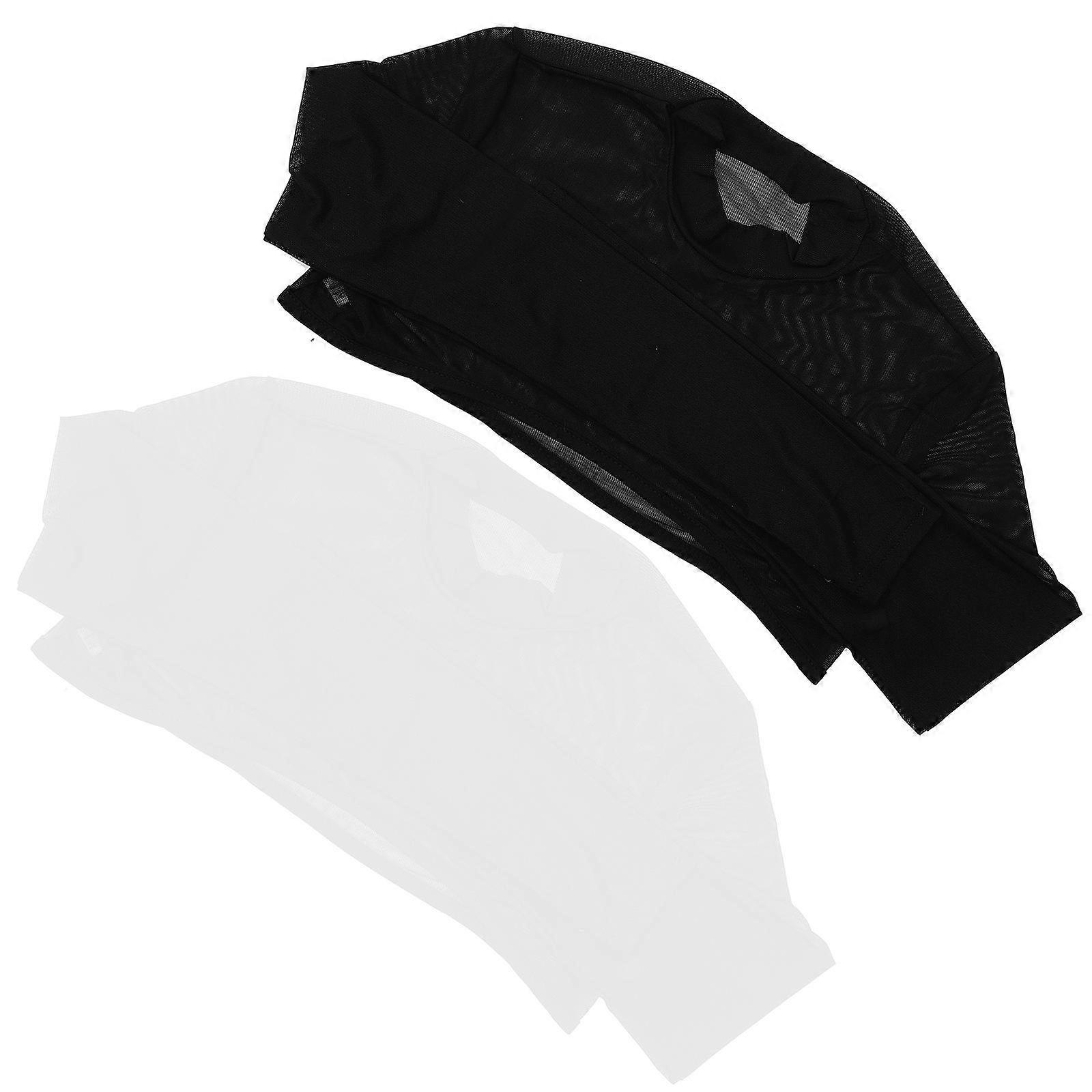 Sheer Long Sleeve Crop Tops 2Pcs For Ladies Daily Look Assorted Color Breathable And Comfortable