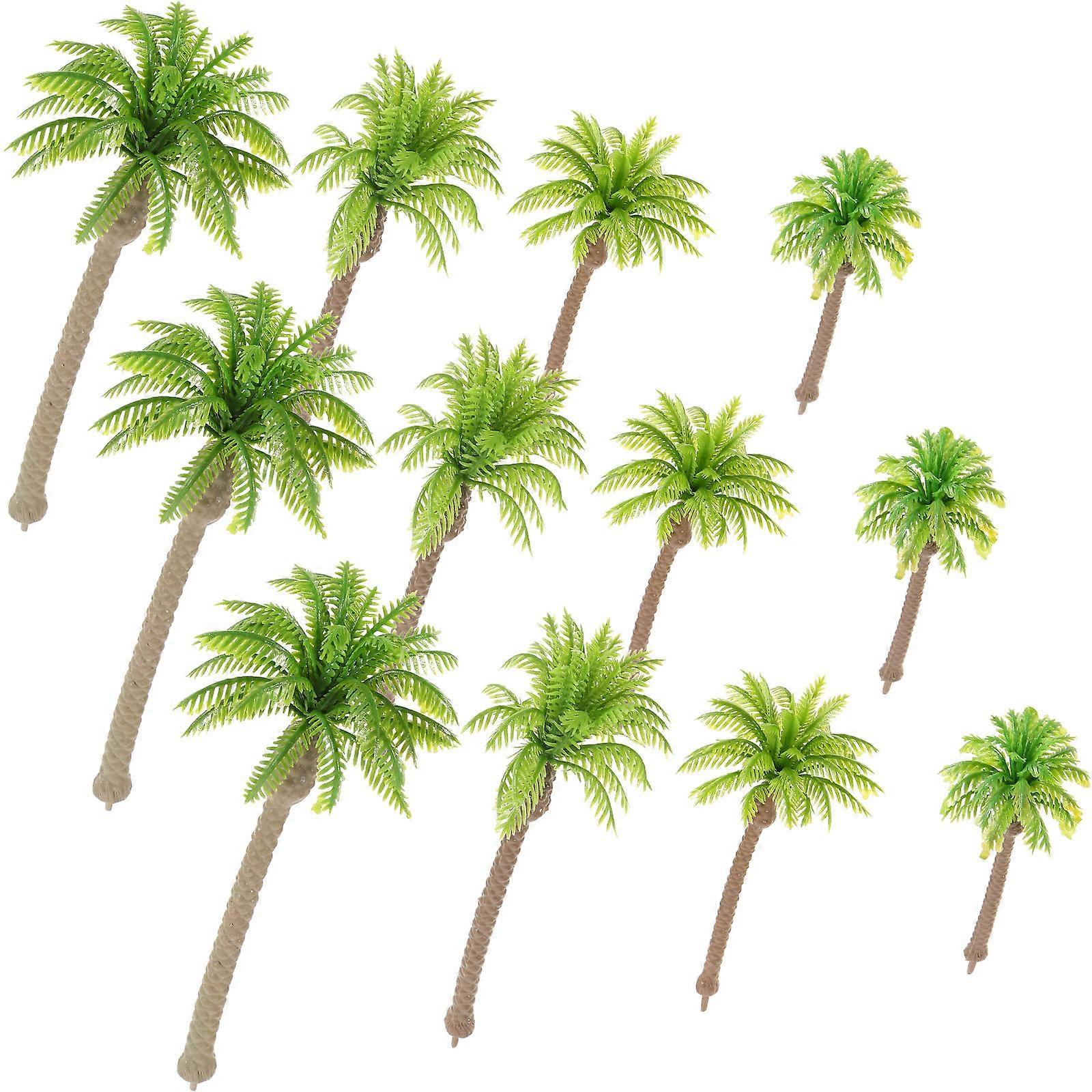 Miniature Palm Tree Model Set 12Pcs Palm Tree Shape Green Plastic Perfect For Sand Table Layouts Landscape Decoration