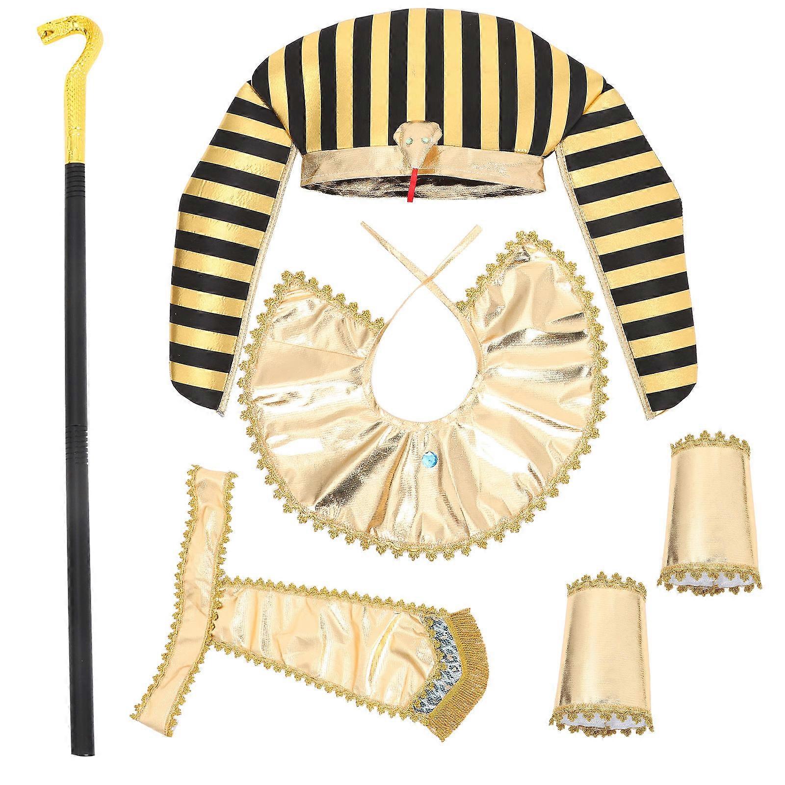 Egyptian Costume Set For Adults And Cosplayers In Golden Color Designed For Halloween Parties Featuring Role Play Functionality 1 Set