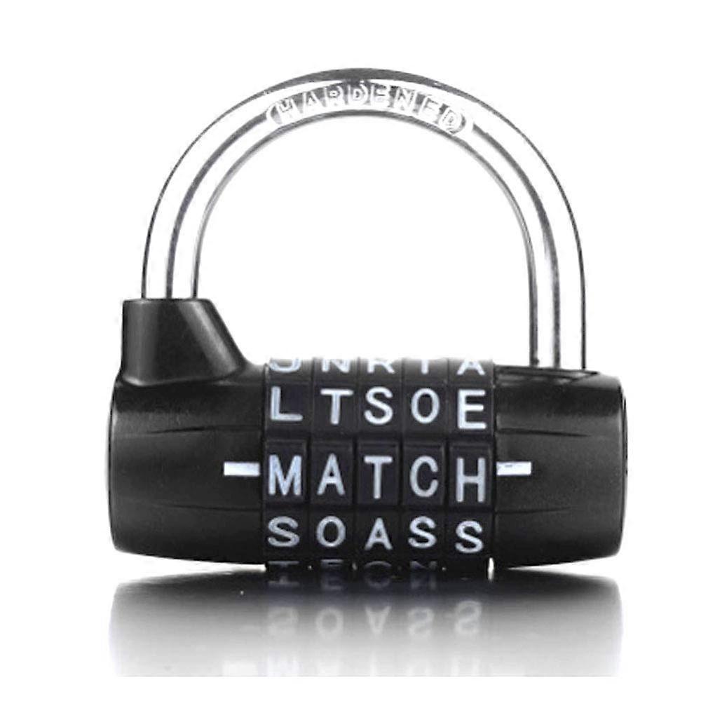 5Choice Combination Lock, Black 5 Letters Lock Code Lock Large Gym Cabinet Locker Room Prop Padlock Wordlock PL004BK 5Dial Combination Lock, Black