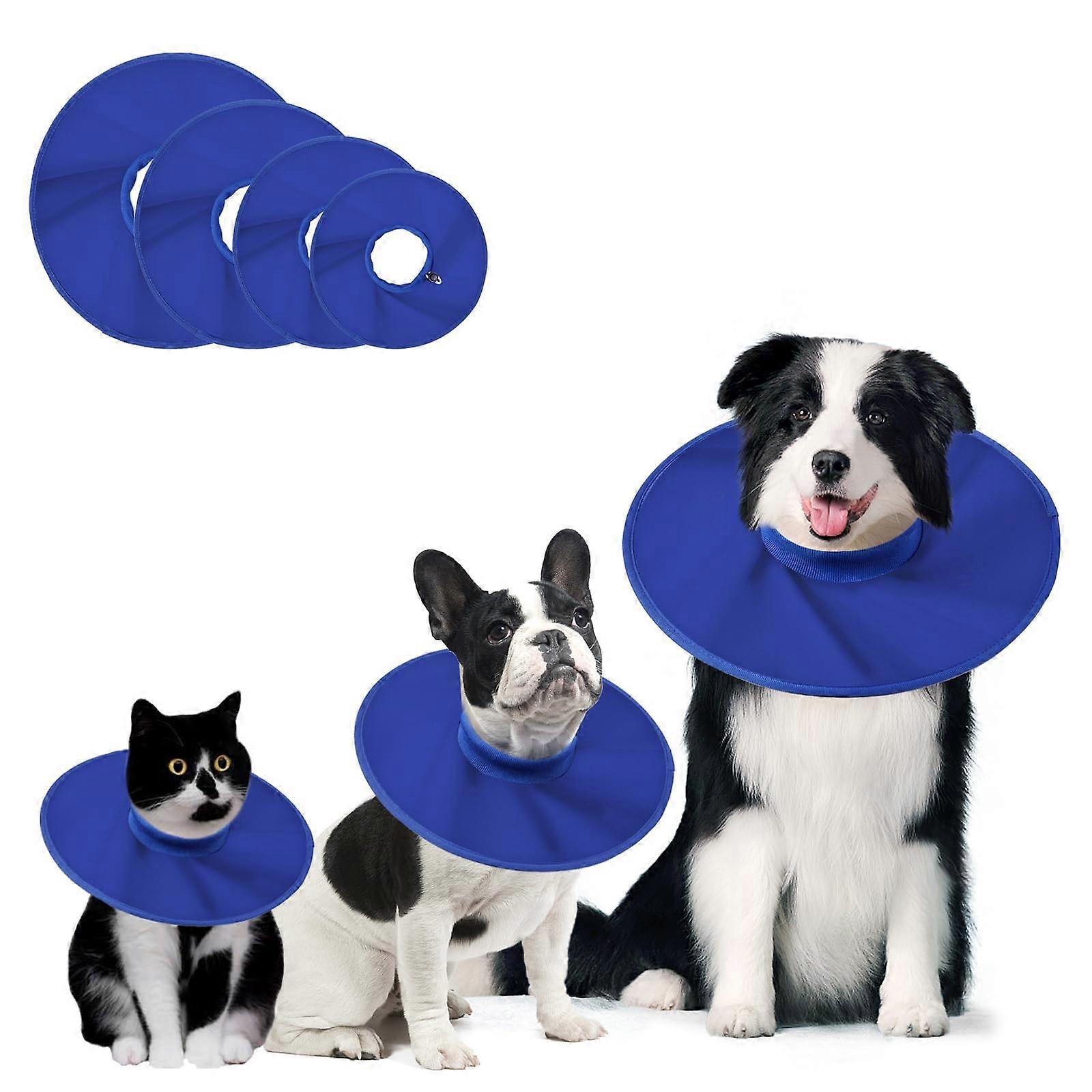 Extra Lightweight Dog Recovery Collar, Waterproof, Donut Elizabethan Collar, Pet Cone Alternative, Blue, Adjustable ECollar Size 4