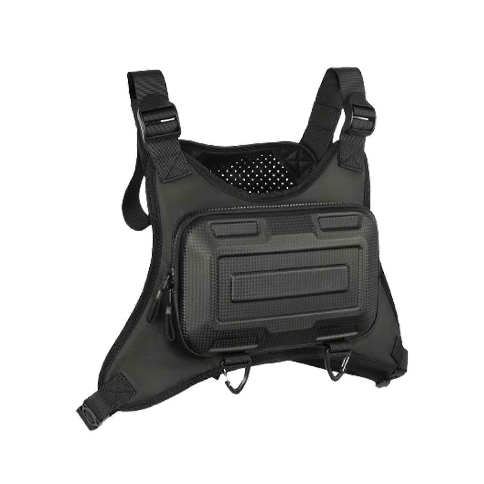 Front Chest Pocket Running Chest Bag for Men, Hard Shell Ergonomic Backpack with Mobile Phone Holder and Quick Cooling Features