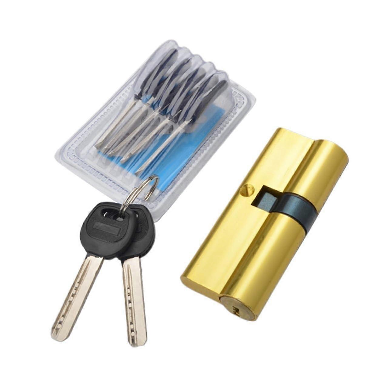 Knob Cylinder Length, Cylinder Lock 1 Set Aluminium Door Cylinder Lock AB Keytied Theft Entry Brass Door Lock Extended Core (Size: 70)