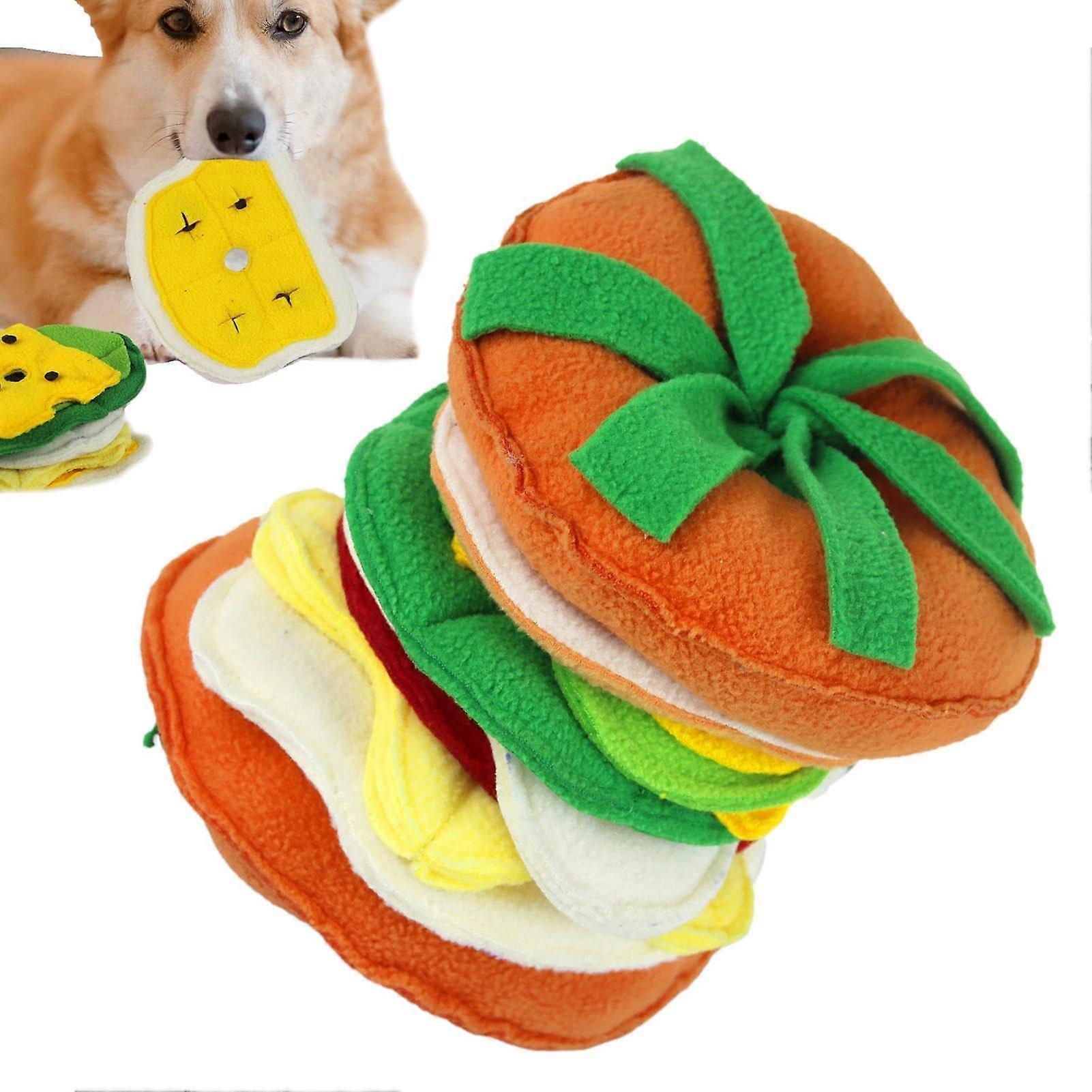 Dog Hamburger Toy for Aggressive Chewers - Plush Dog Treat Toy for Teething, Durable and Soft, Ideal for Small to Medium Breeds