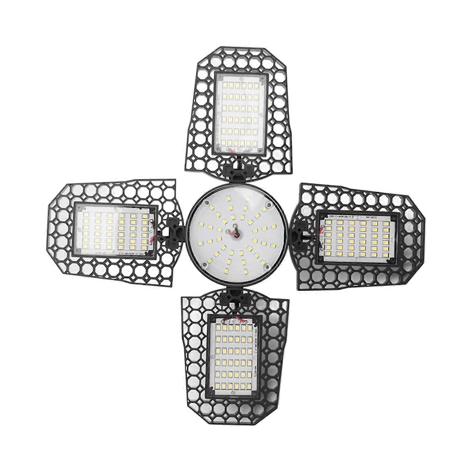 100W LED Garage Lights, Foldable 4 Leaves Design, E27 Ceiling Light, 2835 Optic Chips, PC Material, Strong Heat Dissipation