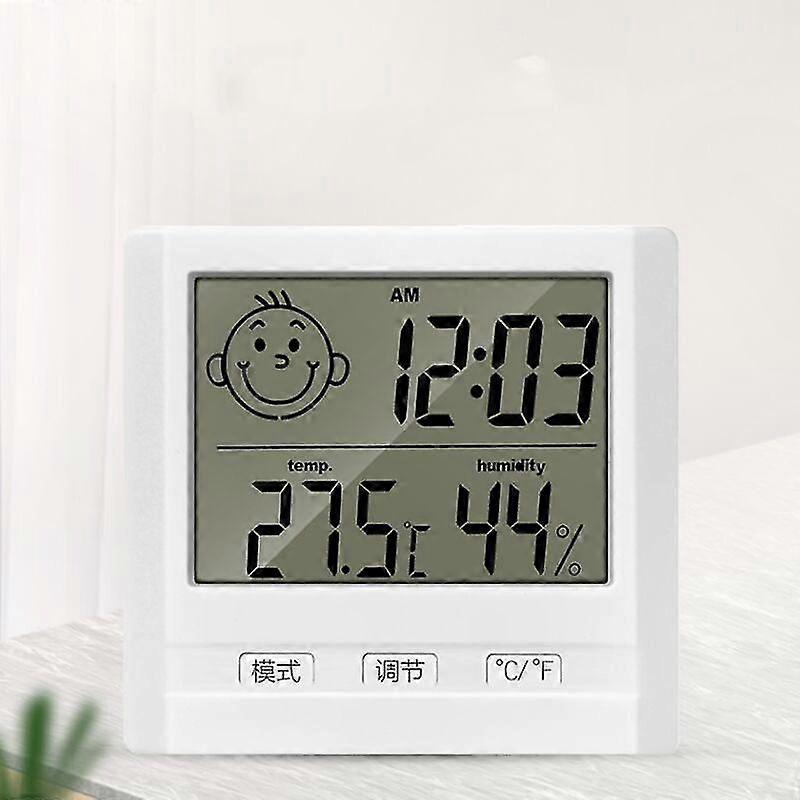 Compact Digital Thermometer Hygrometer, Precise Humidity Temperature Monitor with Comfort Indicator, Portable Design, White