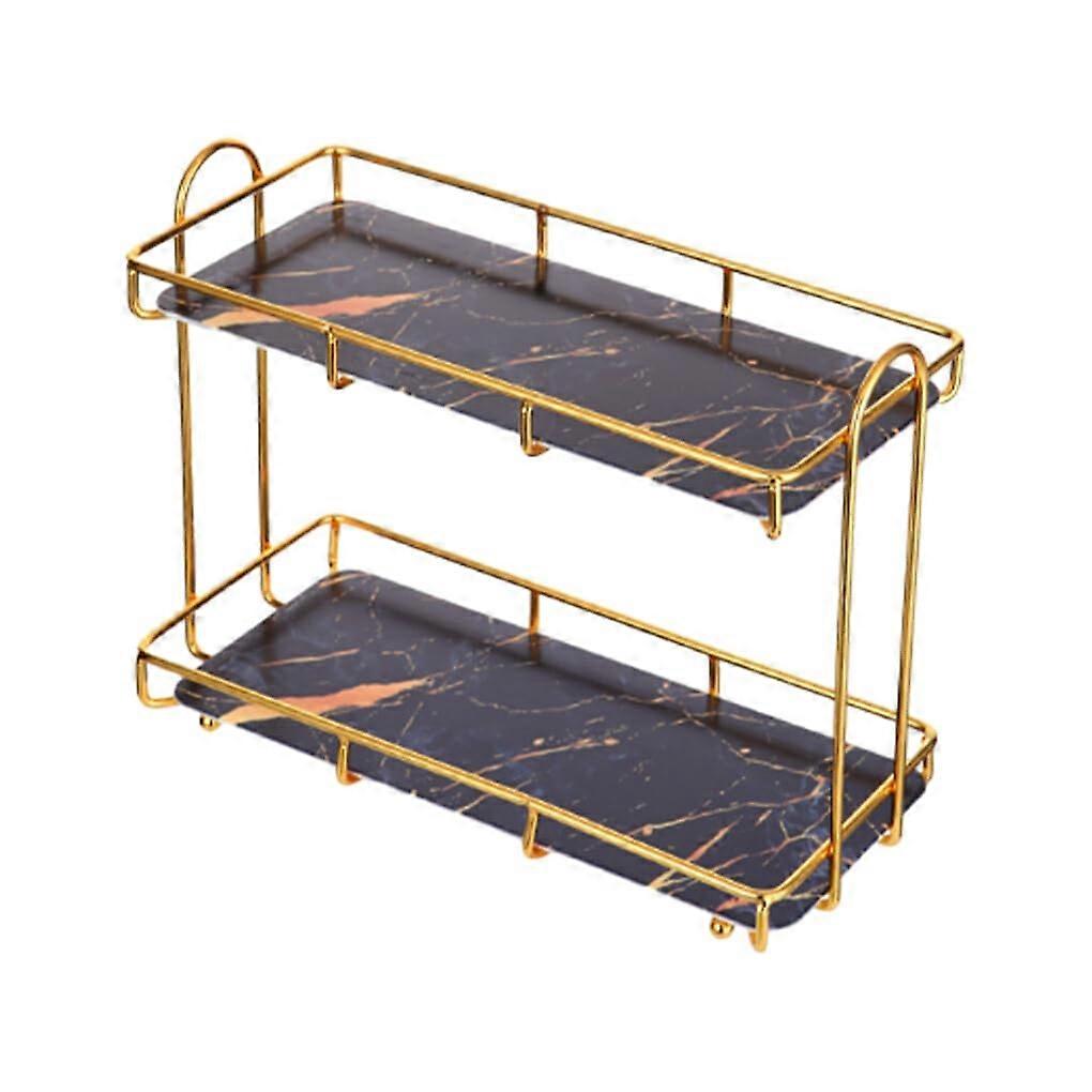 Large Capacity Bathroom Shelf Rack Durable Easy Access Wide Application Organizer Carbon Steel Storage Tray Tier, Black Ref: 4065