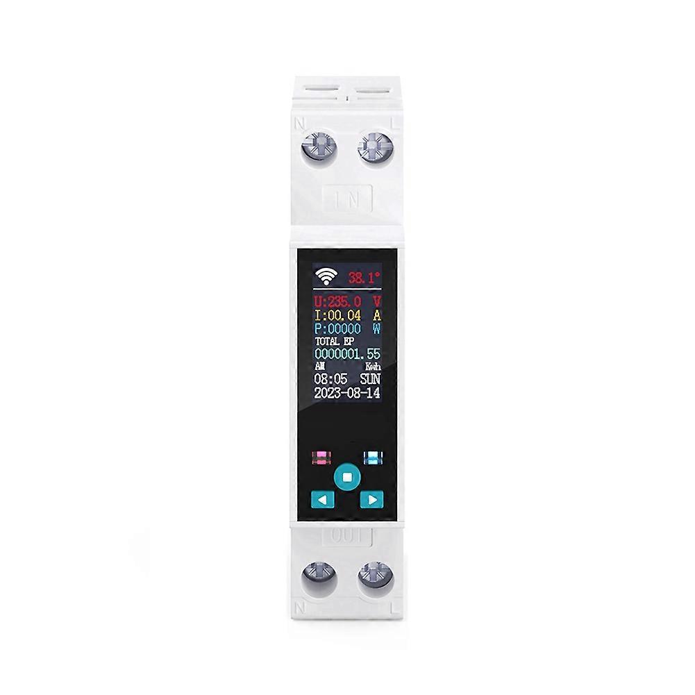 50A Tuya WIFI Smart Switch Circuit Breaker LCD Energy Meter KWh Power Metering Timer Relay Remote Control Smart Life