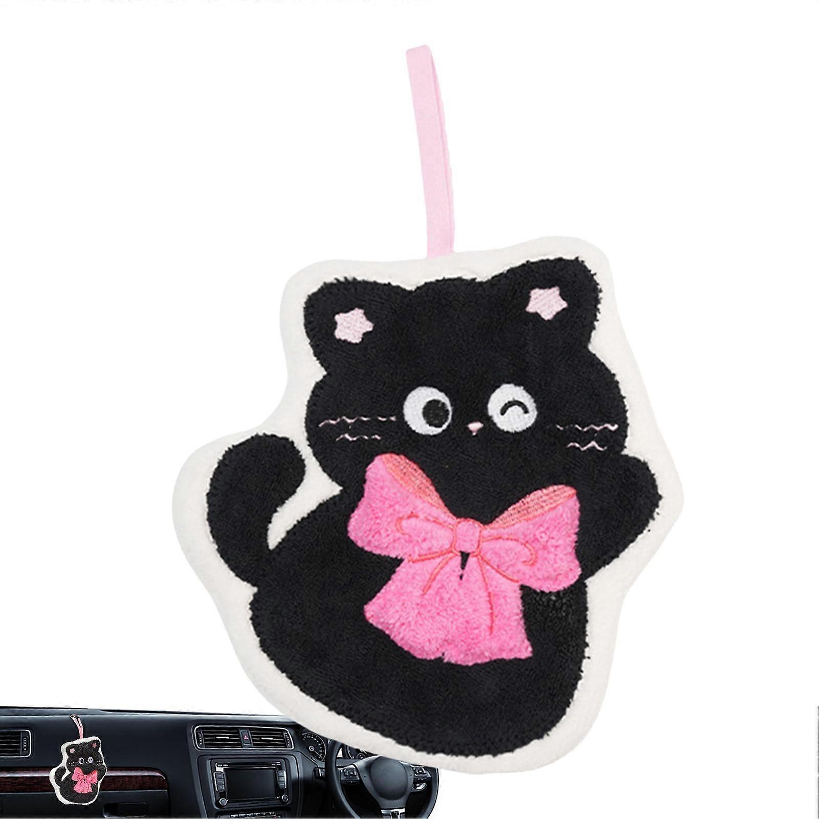 Hand Towel  Car Hanging Towel, Soft Face Wash Cloth  Cat Pattern Towel Made of  Absorbent Coral Duster Fabric, Versatile Wash Rocks With A