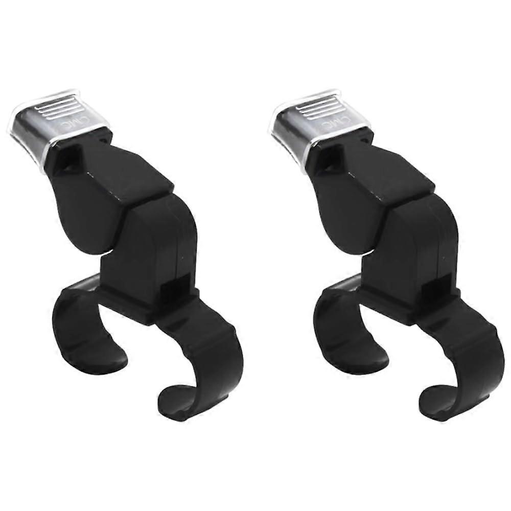 Handheld Referee Whistles 2 PCS Plastic Sports Whistles Loud Crisp Sound Finger Grip Design Reusable for Training Camping