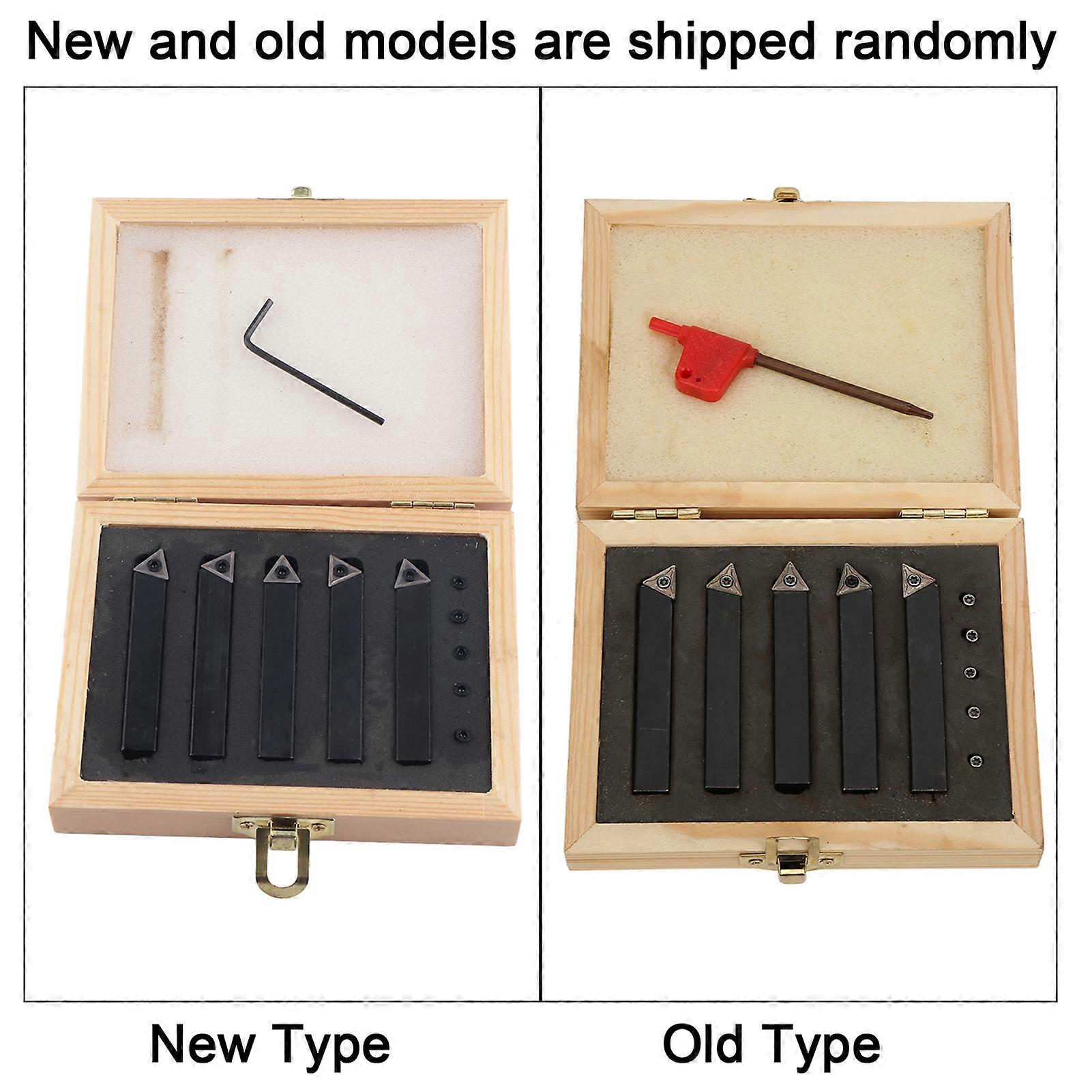 5Pcs 3/8in Cemented Carbide Indexable Turning Tool Set Lathe