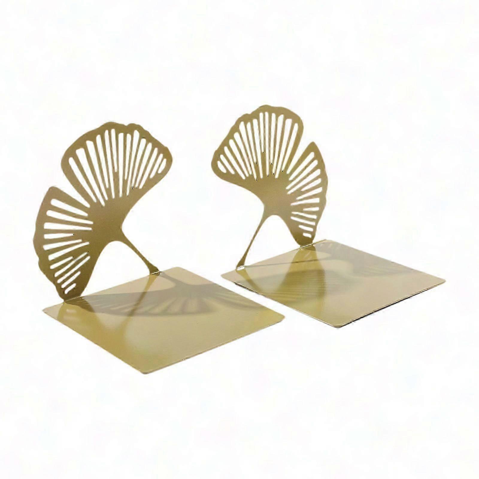 2Pcs Ginkgo Leaf Bookends, Decorative Book Stand for Home, Kids Room Desktop
