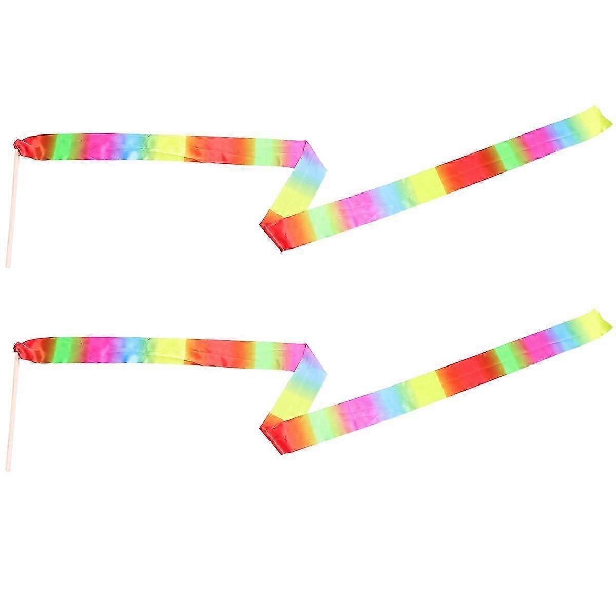 Wooden Handle Gymnastics Ribbons with Colourful Streamers for Ballet and Dance