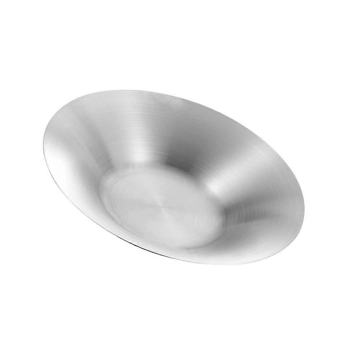 Stainless Steel Pasta Plate Deep Korean Style Salad Plate Multipurpose Tray Serving Dinner Polished Surface Smooth Edges