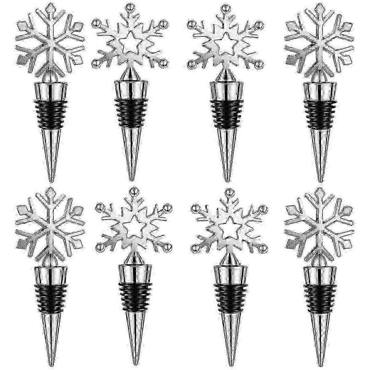 8-Piece Reusable Snowflake Wine Stoppers for Wine Bottles & Beverage Bottles