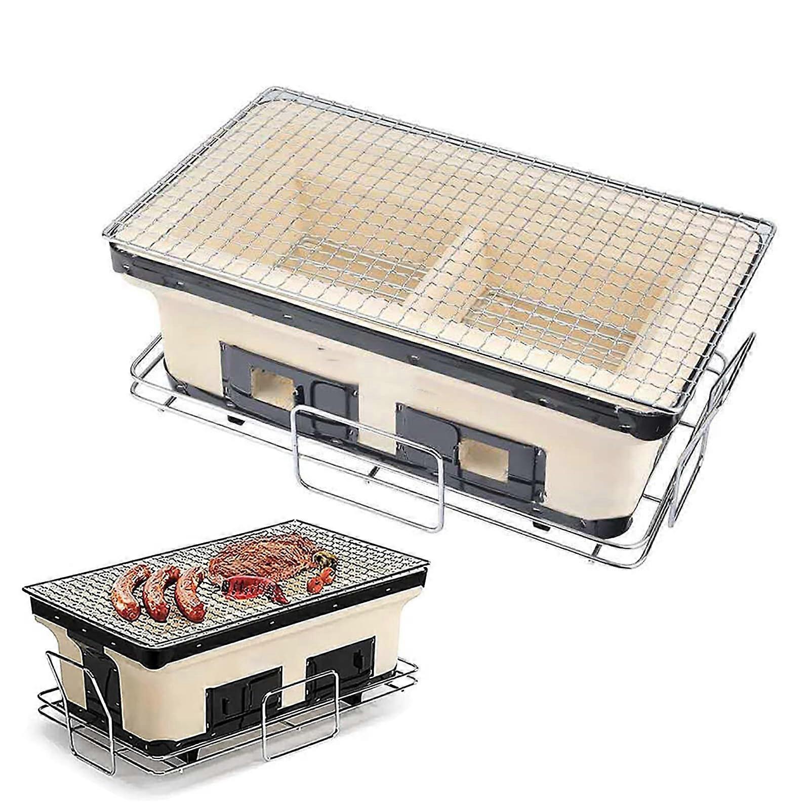 Charcoal Chrome Cooking Grill Internal Grate Ceramic Clay Charcoal Grill With Adjustable Ventilation