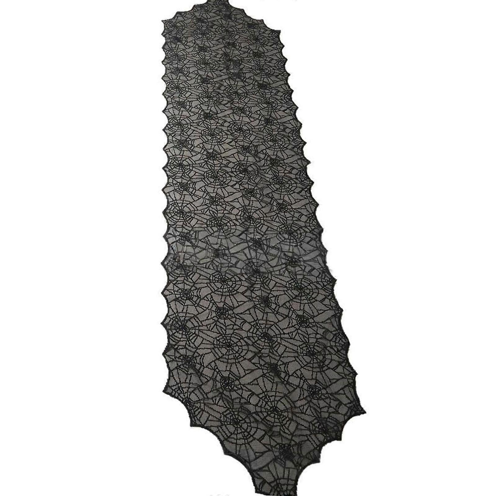 Lace Embellished Tablecloth For Halloweens Polyester Reusable Party Decoration Suitable for Tables Window and Wall  B