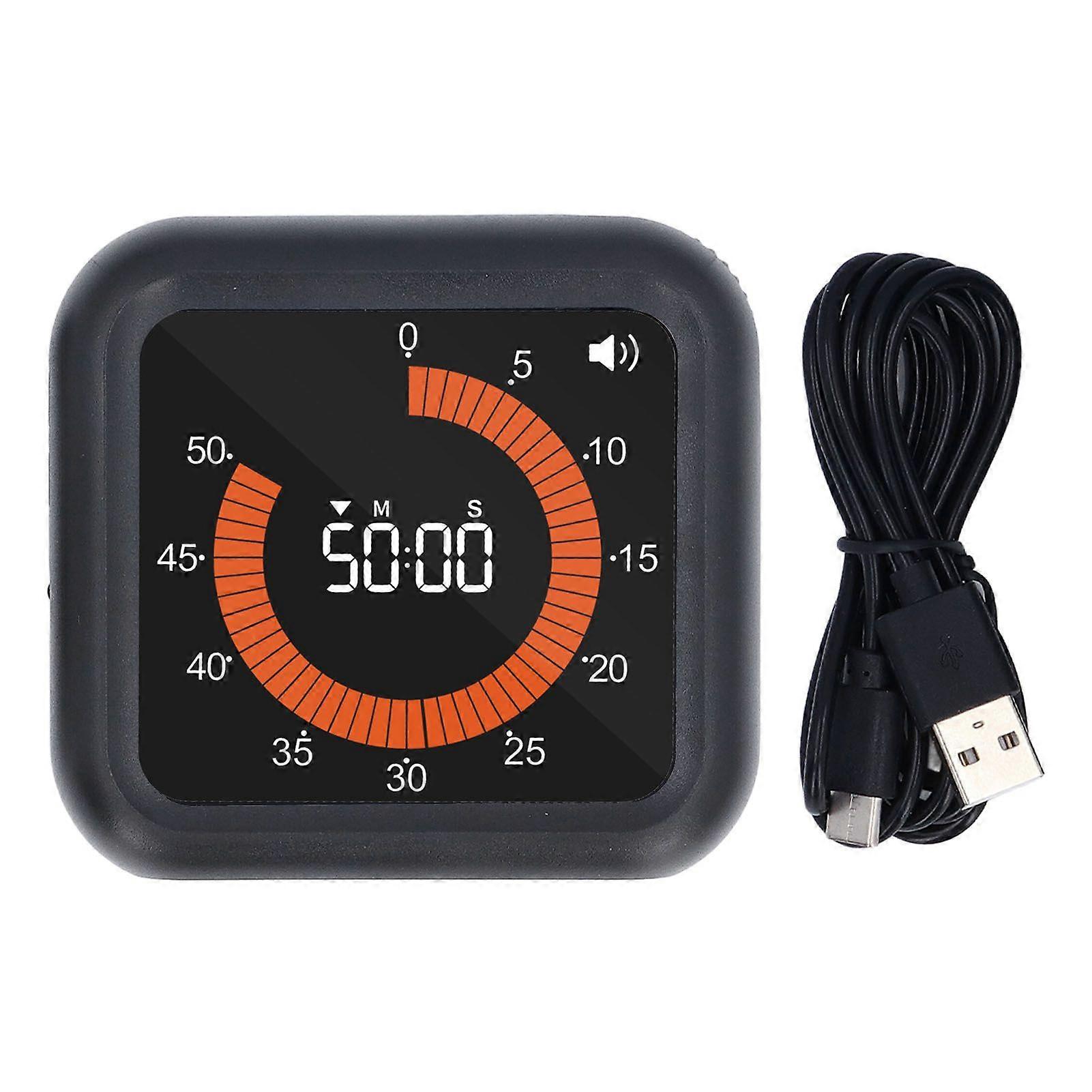 Visual Timer Silent Rechargeable Magnetic Back Countdown Up Digital Timer with Stand for Study Baking Cooking Black