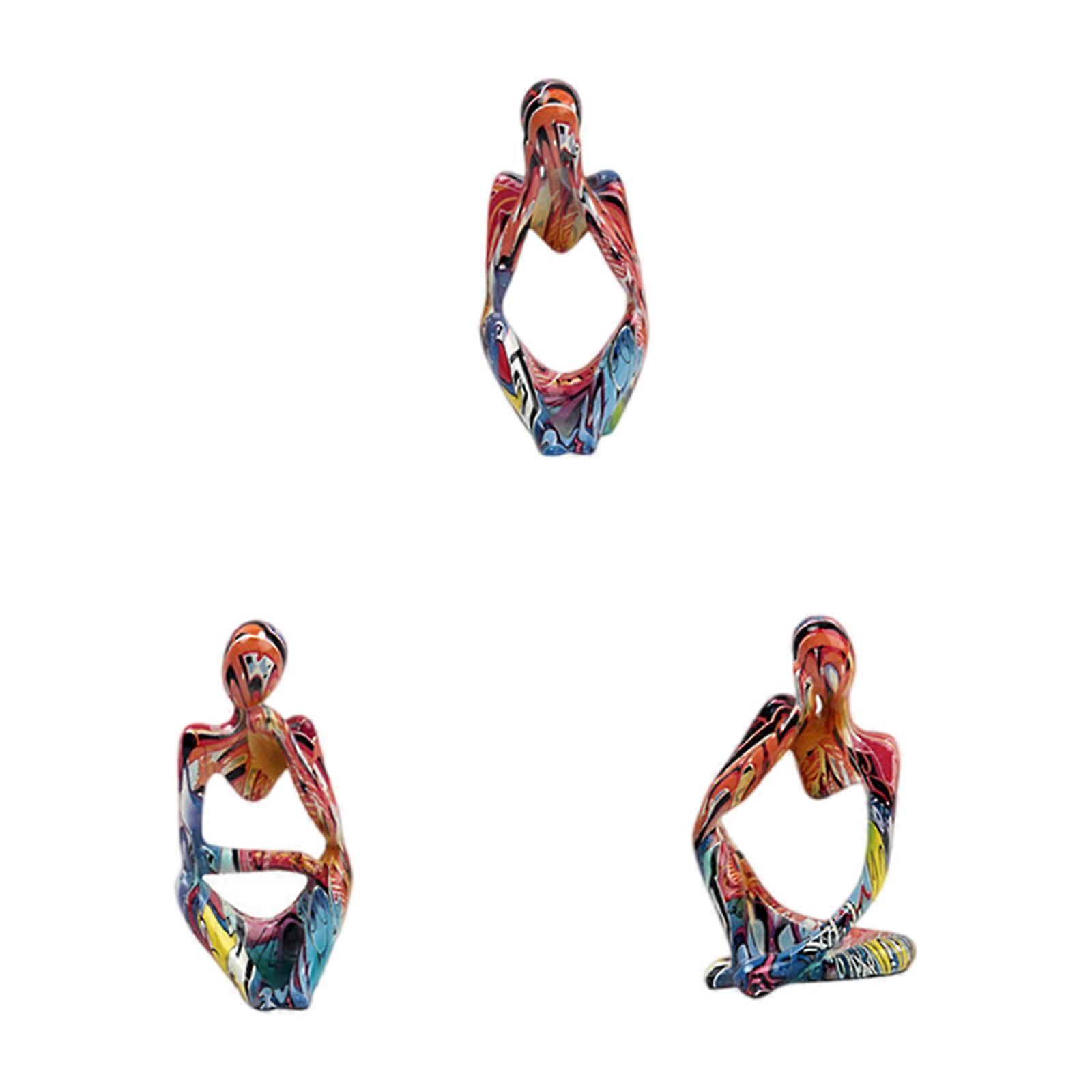 Thinker Statue Decors,Resin Collectible Figurines Abstract Styles Sculptures Ornament Home Decorations for Desk Bookshelf Multicolor