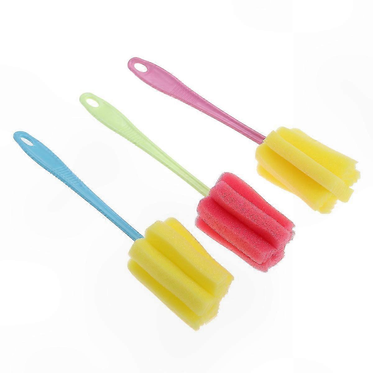 3-Pack Assorted Color Non-Slip Handle Cleaning Brushes for Kitchen and Bottle Cleaning