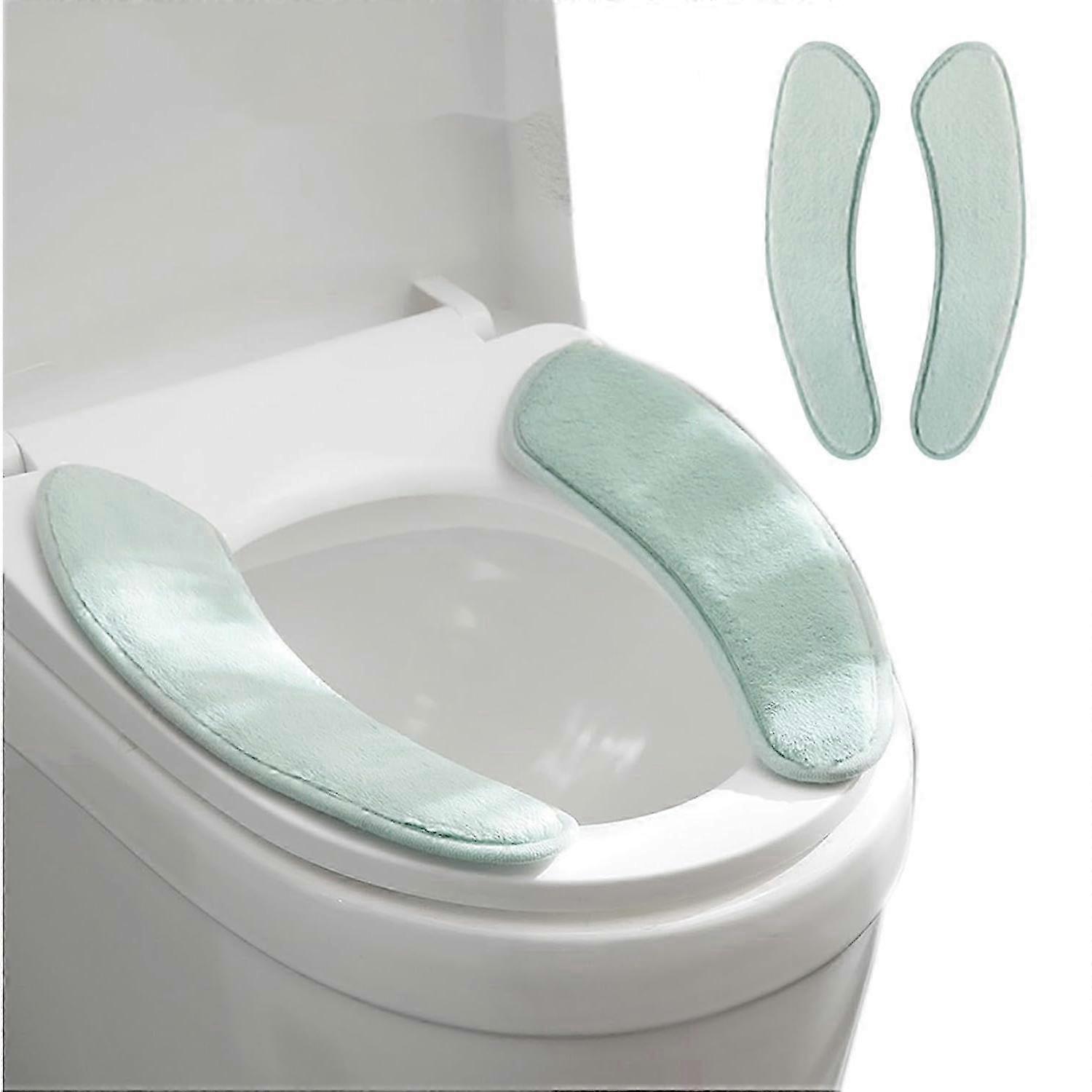 Thick Warm Washable Reusable Toilet Seat Cushion Cover - Double Flap, TPR Adhesive, Soft Protective (Green)(green)