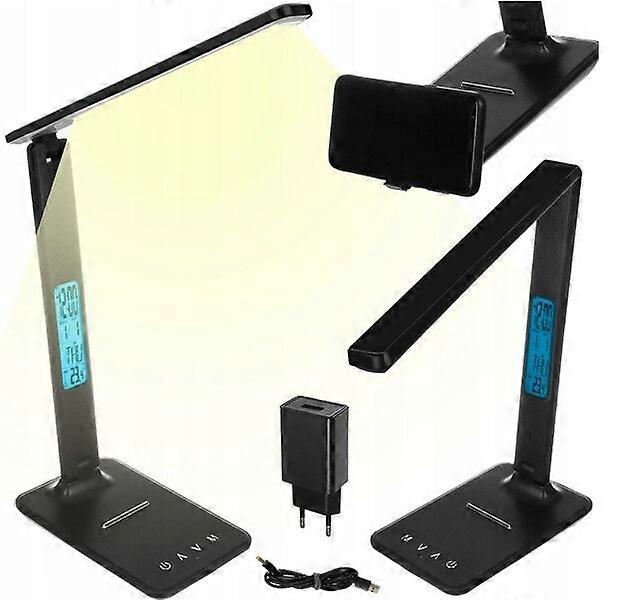 Table LED lamp with weather station and alarm clock, eye-protecting with multiple adjustable modes