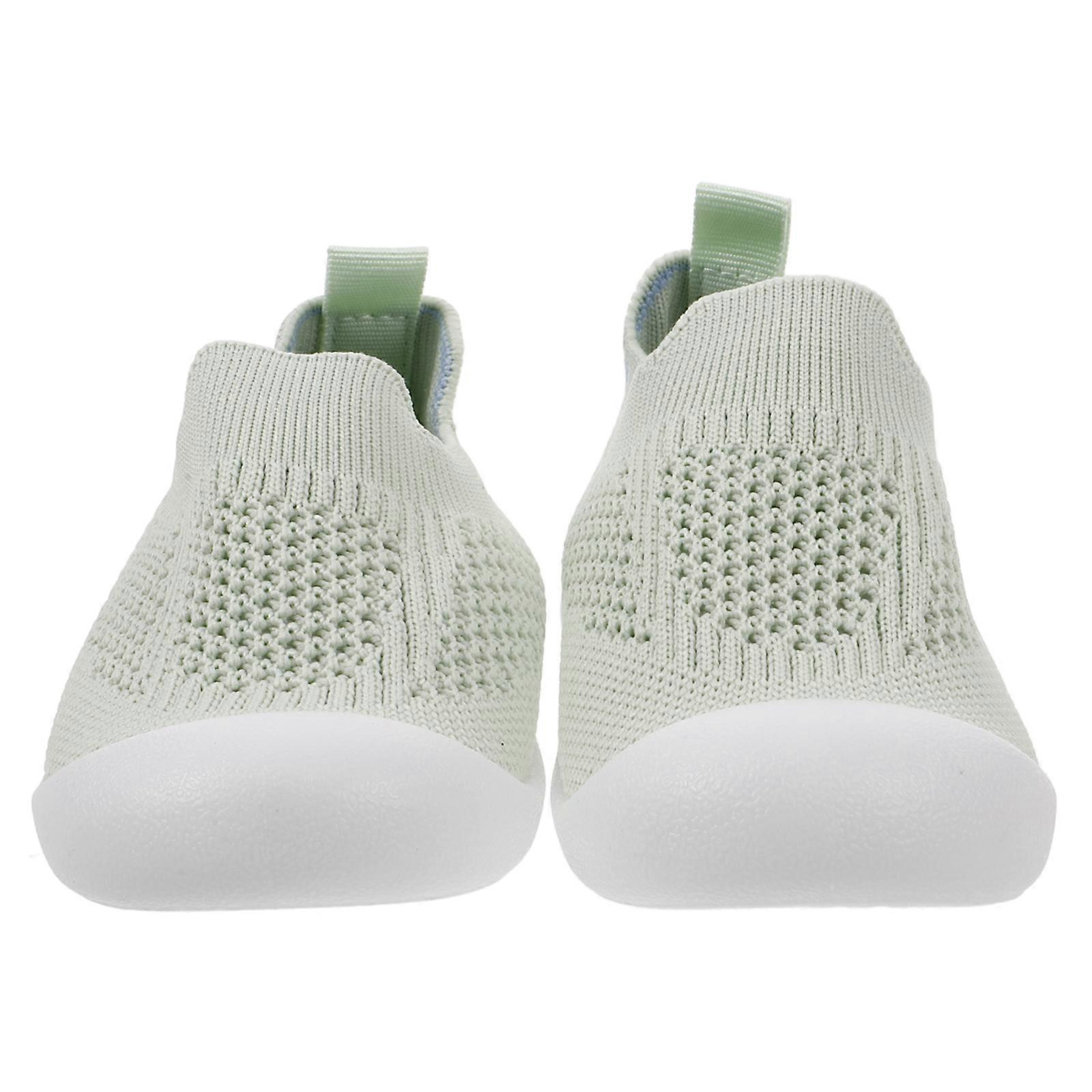 Light Green Mesh Baby Sneakers for Home with Soft Sole and Antislip Design Breathable Toddler Shoes