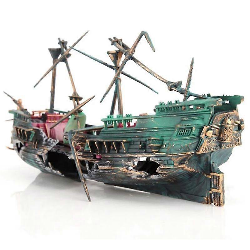 Large Aquarium Shipwreck Decor Boat Plastic Set Resin Ship Fish Tank Ornaments for Aquarium Decor A