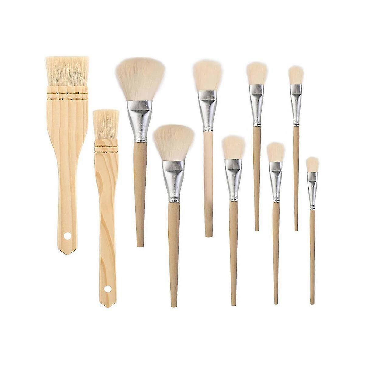 10 PCS Assorted Size Paint Brush Gilding Brush Hair Duster Flat Brush Sweep Mops for Watercolor, Wa