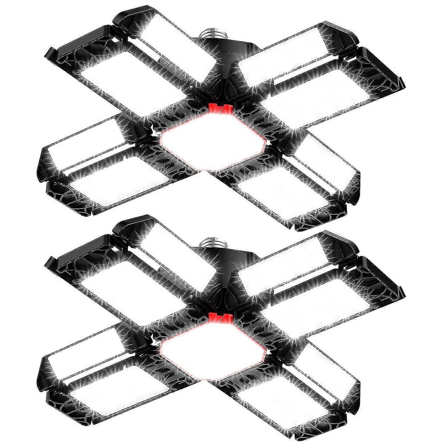 Led Workshop Lamp Garage Lighting 2 Pcs, Deformable Ceiling Light With 12 Adjustable Panels - E26 /