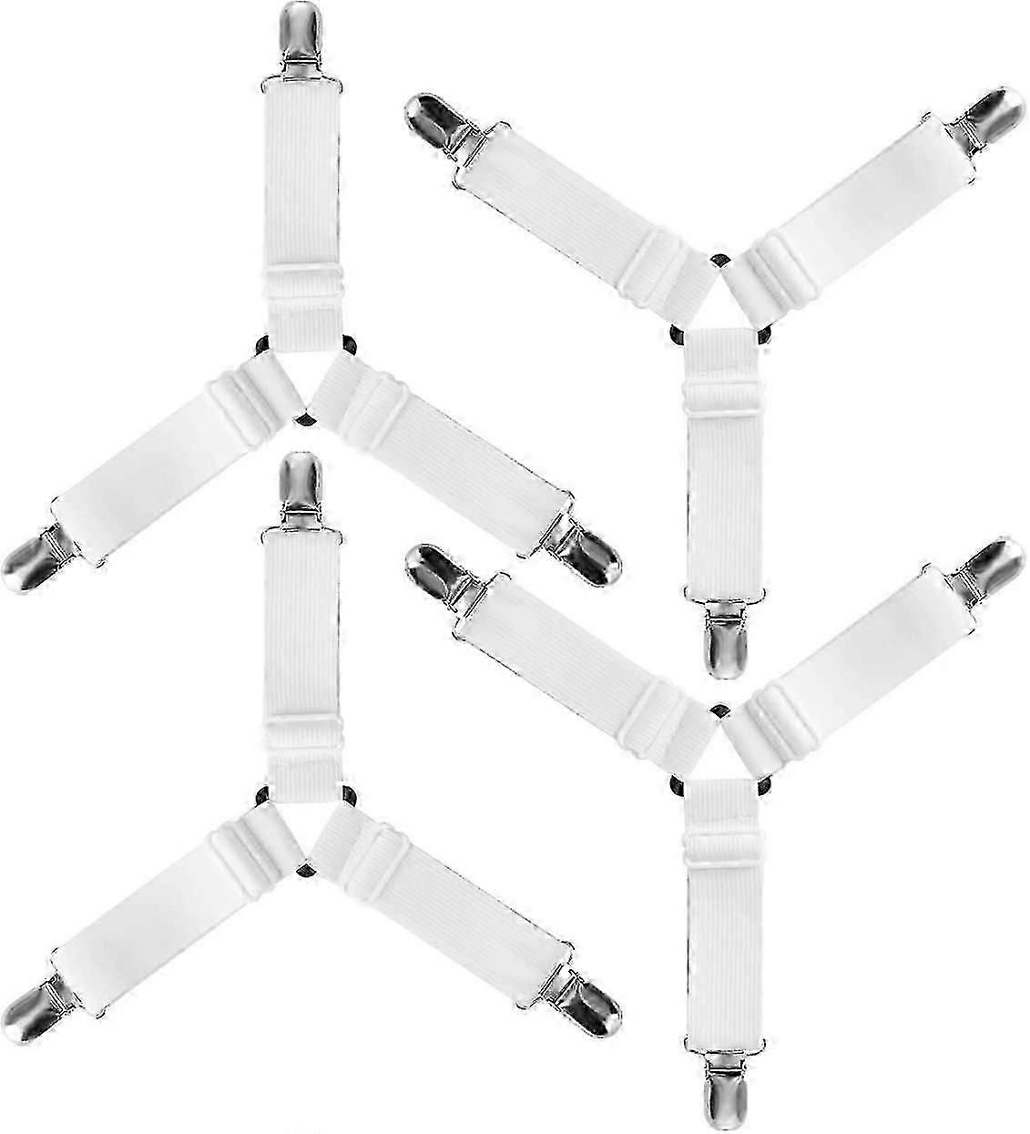 4pcs Triangle Elastic Fitted Sheet Clip Fastener Adjustable Retainer Strap