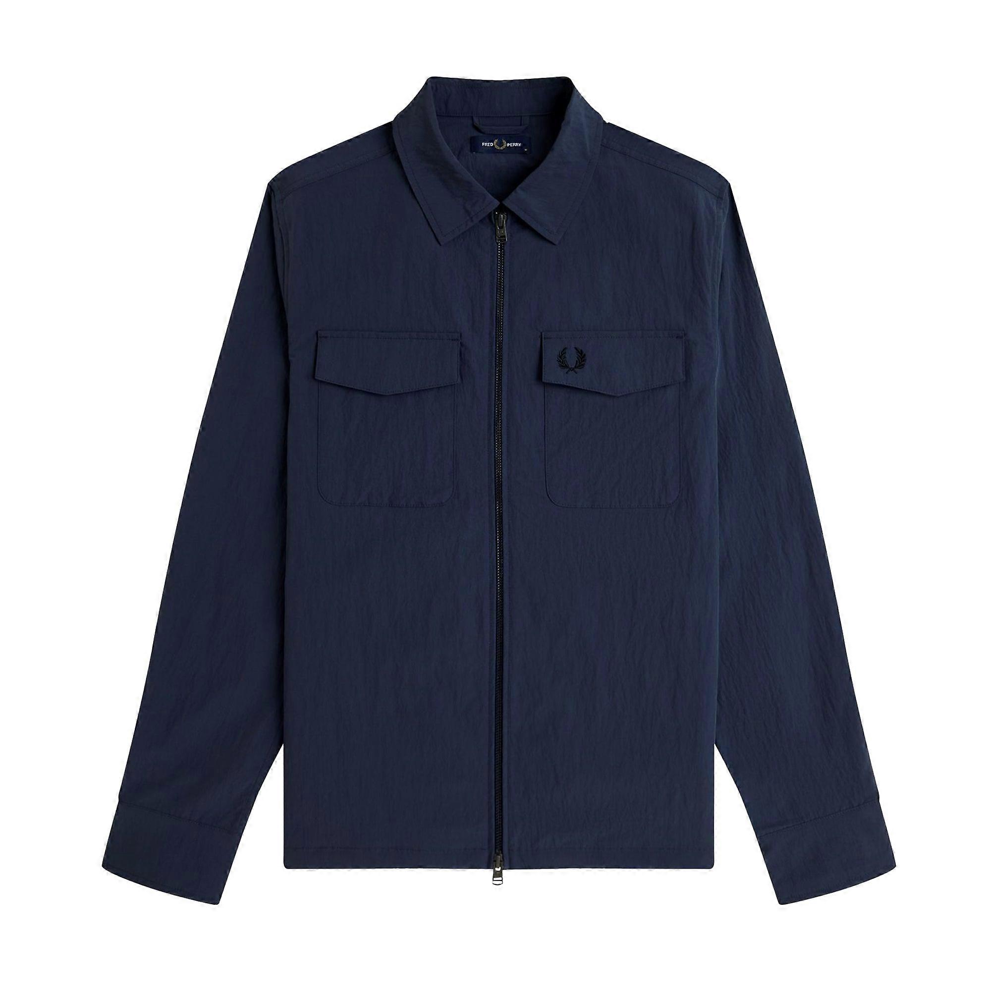 Fred Perry Textured Zip-Through Overshirt Airforce